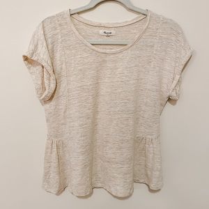 Madewell off-white/cream peplum t-shirt